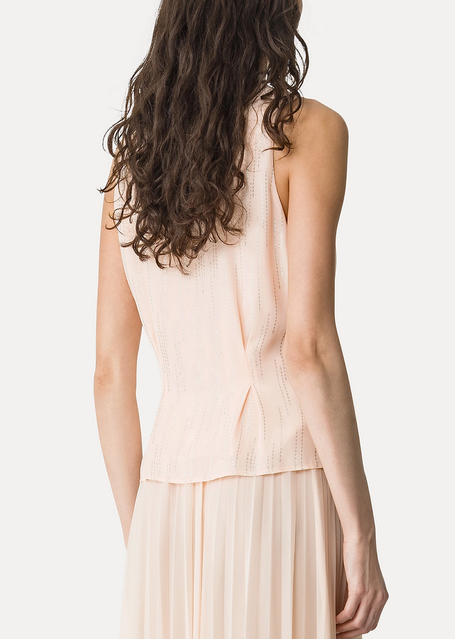 les fils d'argent jacquard double breasted top nude