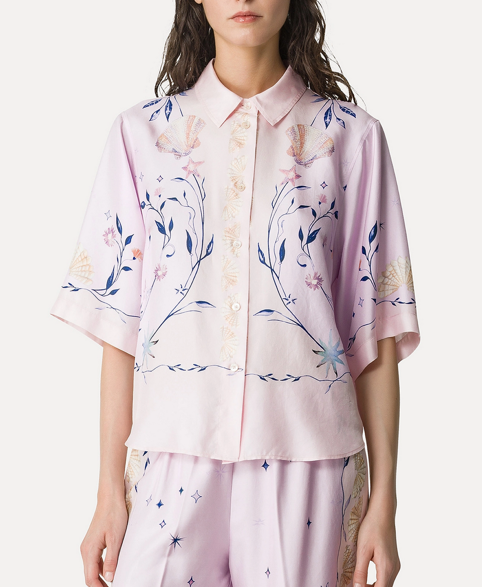 deliverance print half sleeve shirt top in sweet