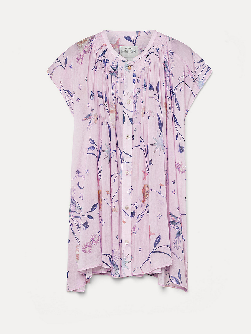 deliverance print voile sleeveless shirt in sweet