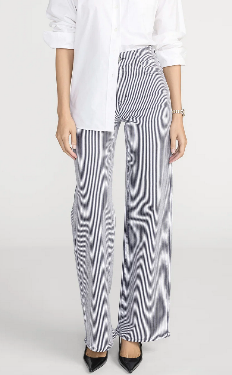 le slim palazzo navy stripe