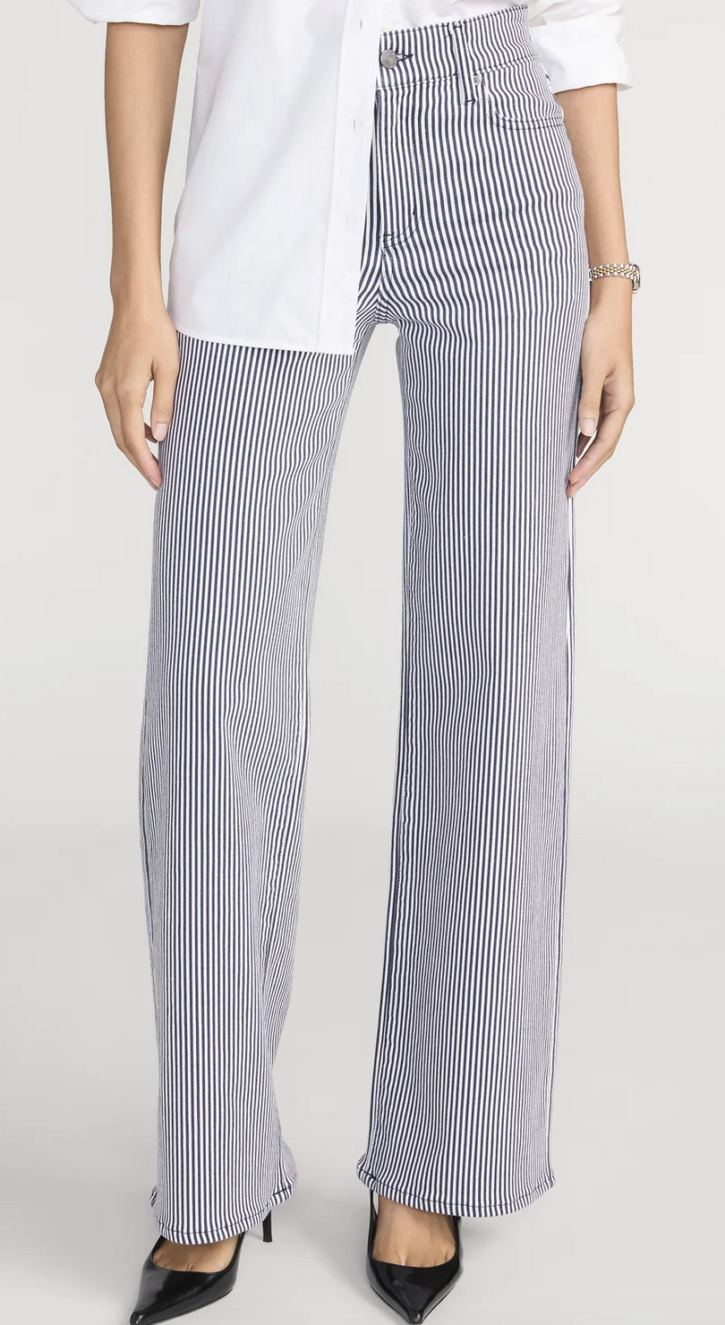 le slim palazzo navy stripe