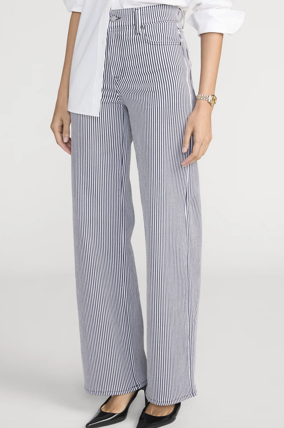 le slim palazzo navy stripe