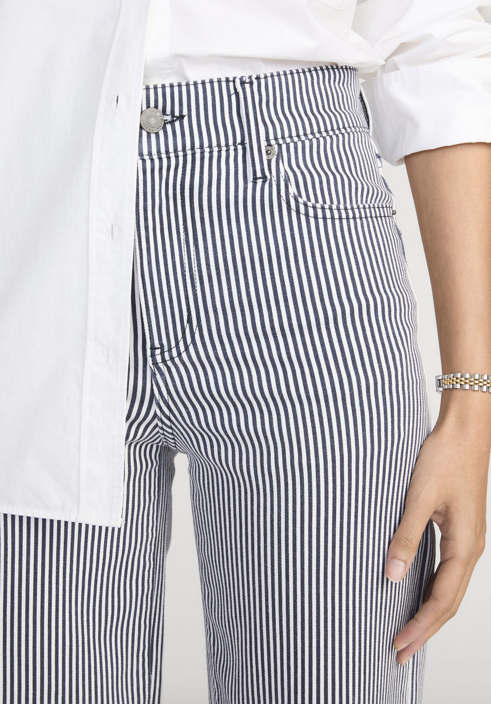 le slim palazzo navy stripe