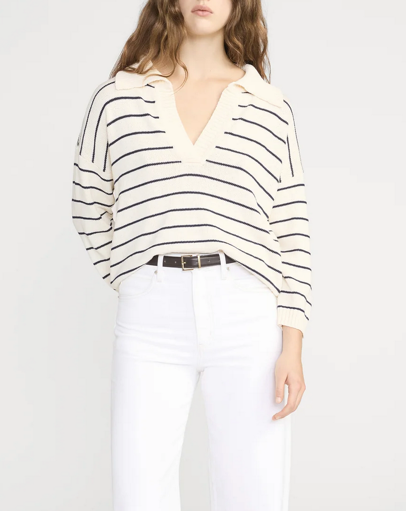 the striped easy pullover cream multi
