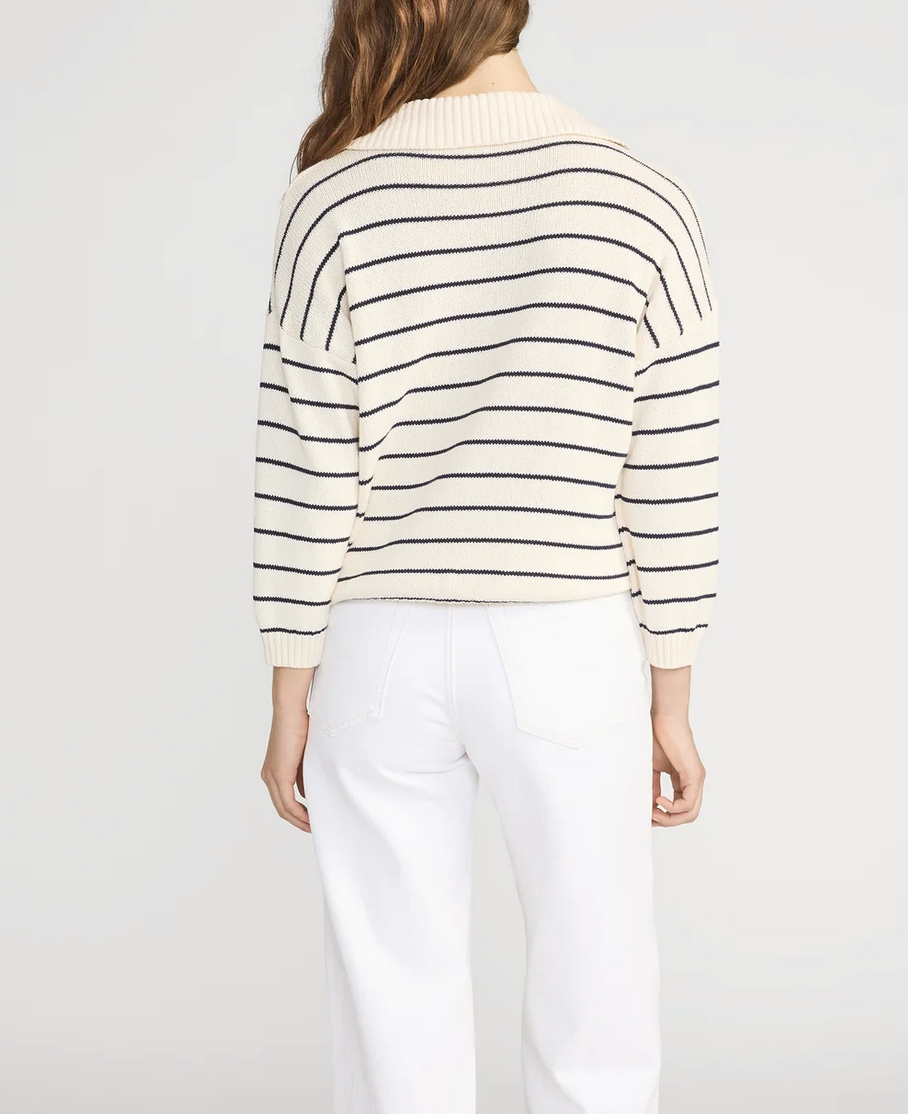 the striped easy pullover cream multi