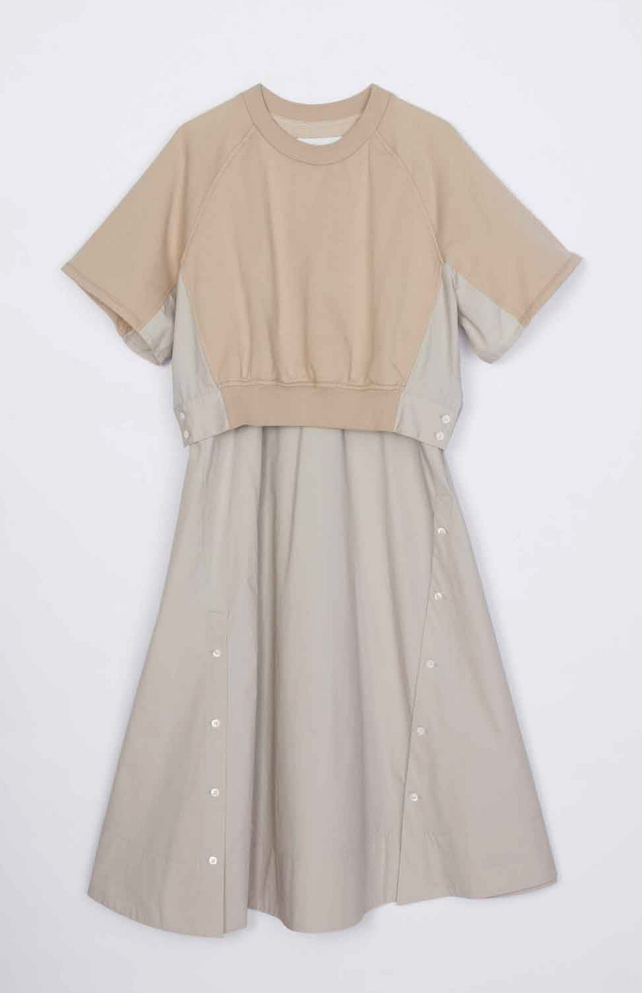 french terry combo dress concrete