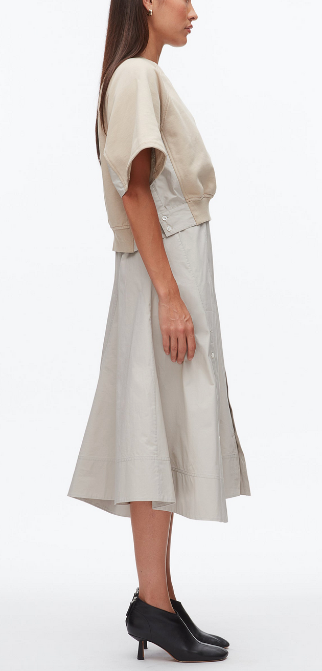 french terry combo dress concrete