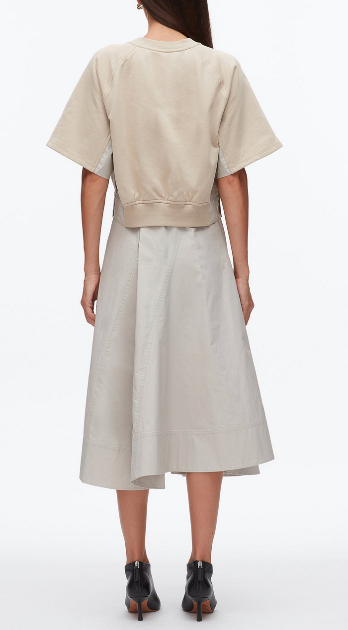 french terry combo dress concrete