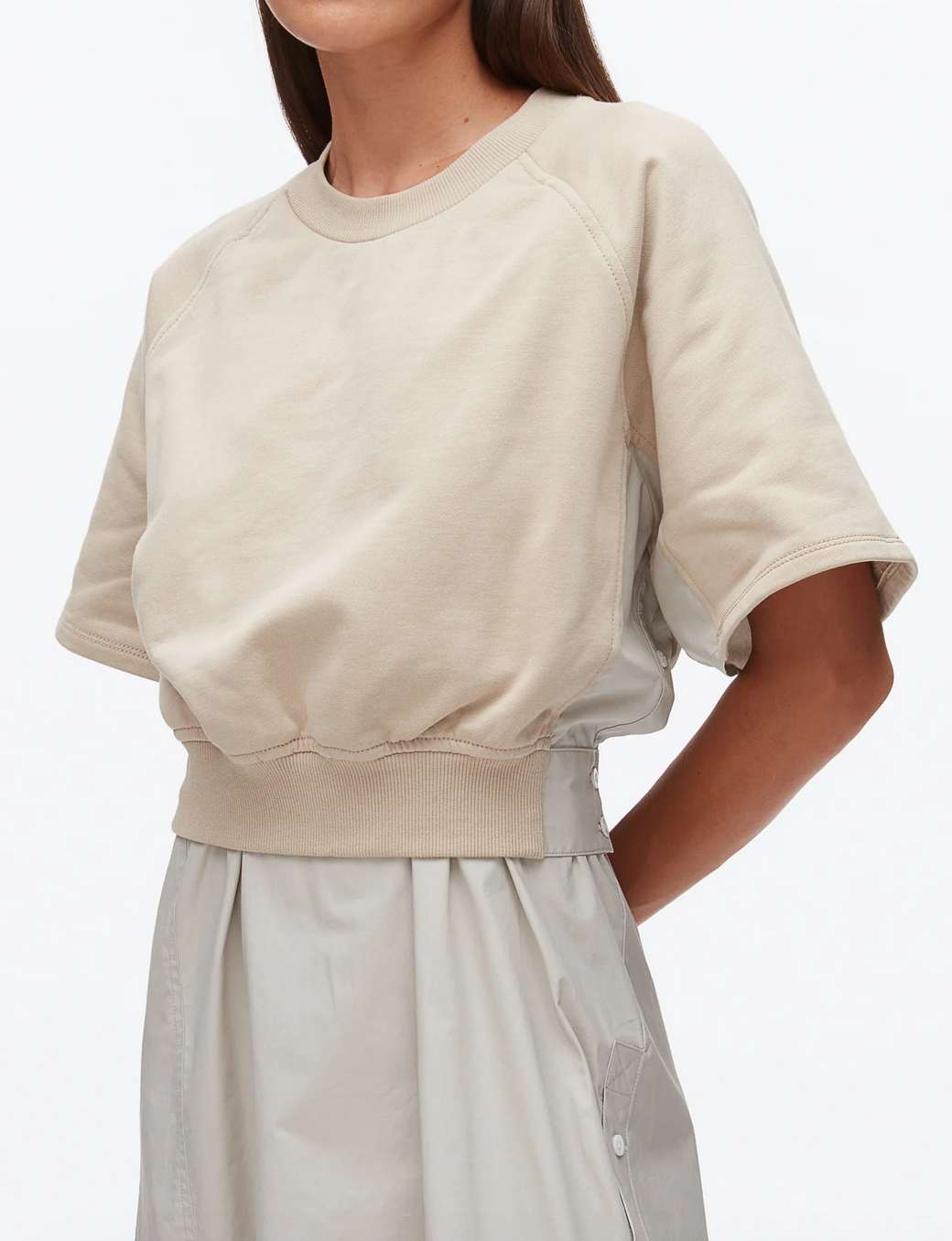 french terry combo dress concrete