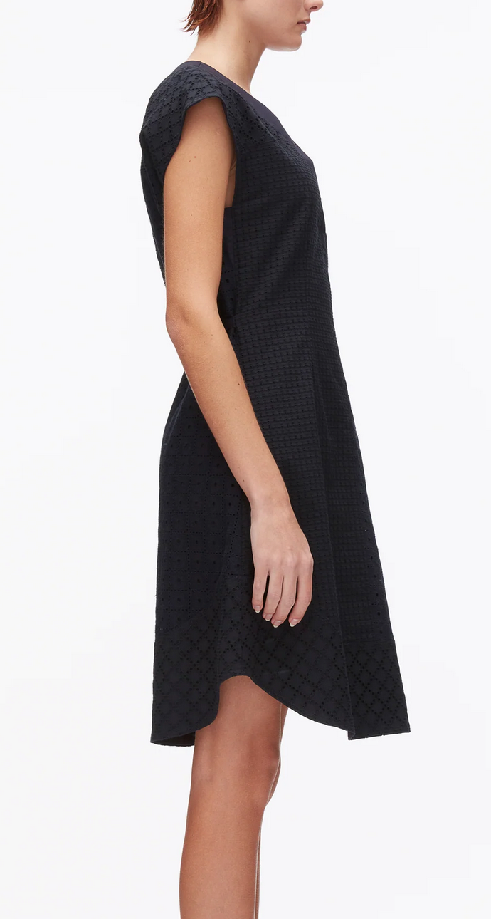 broderie anglaise patchwork sleeveless dress midnight