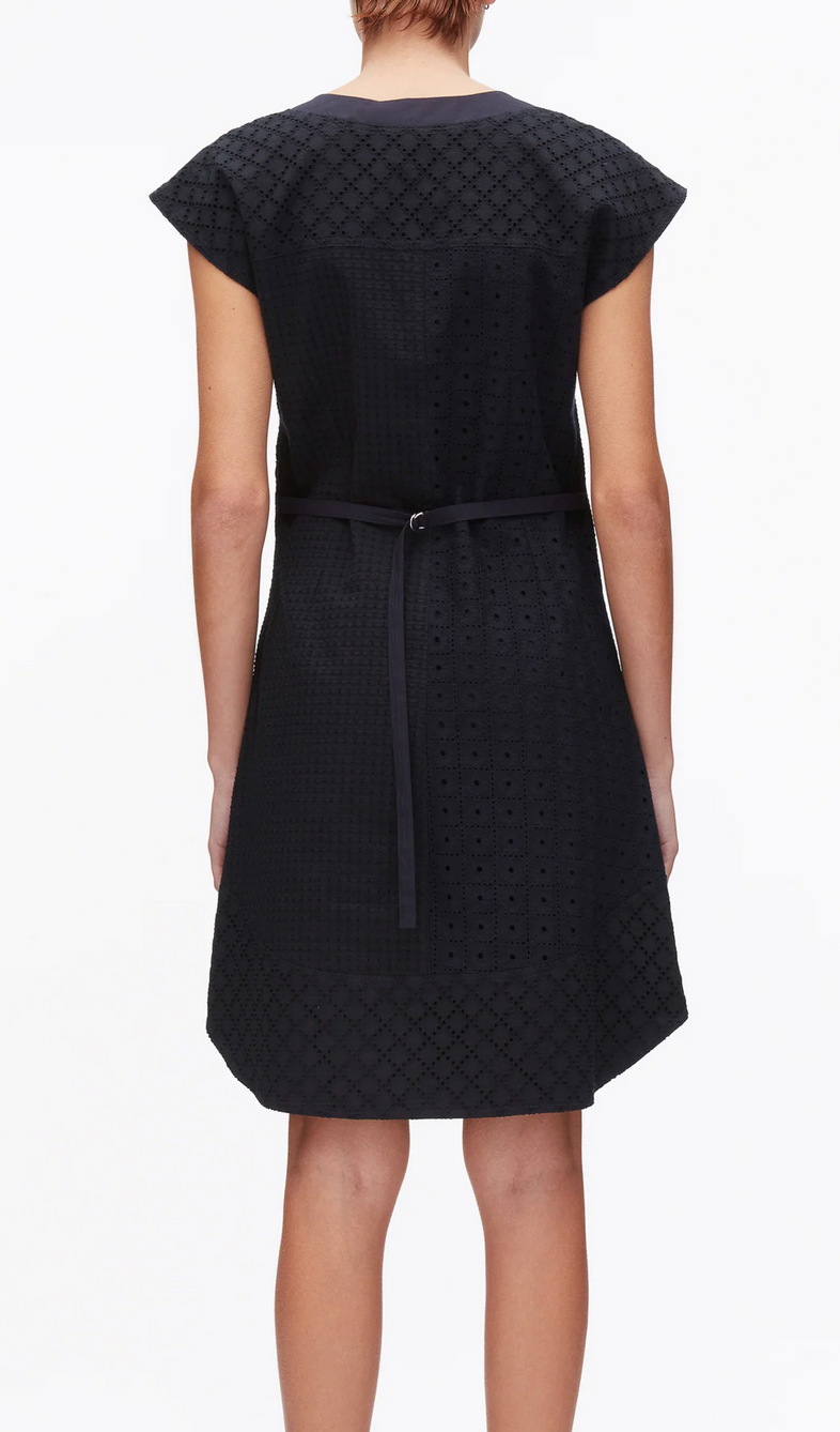 broderie anglaise patchwork sleeveless dress midnight