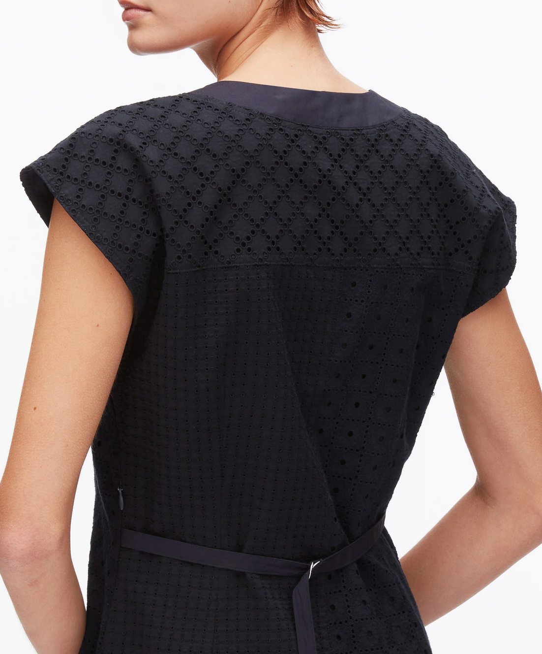 broderie anglaise patchwork sleeveless dress midnight
