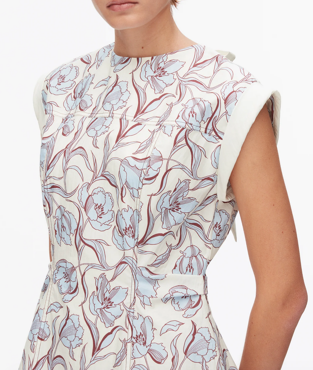 short sleeve floral mini dress sky blue multi
