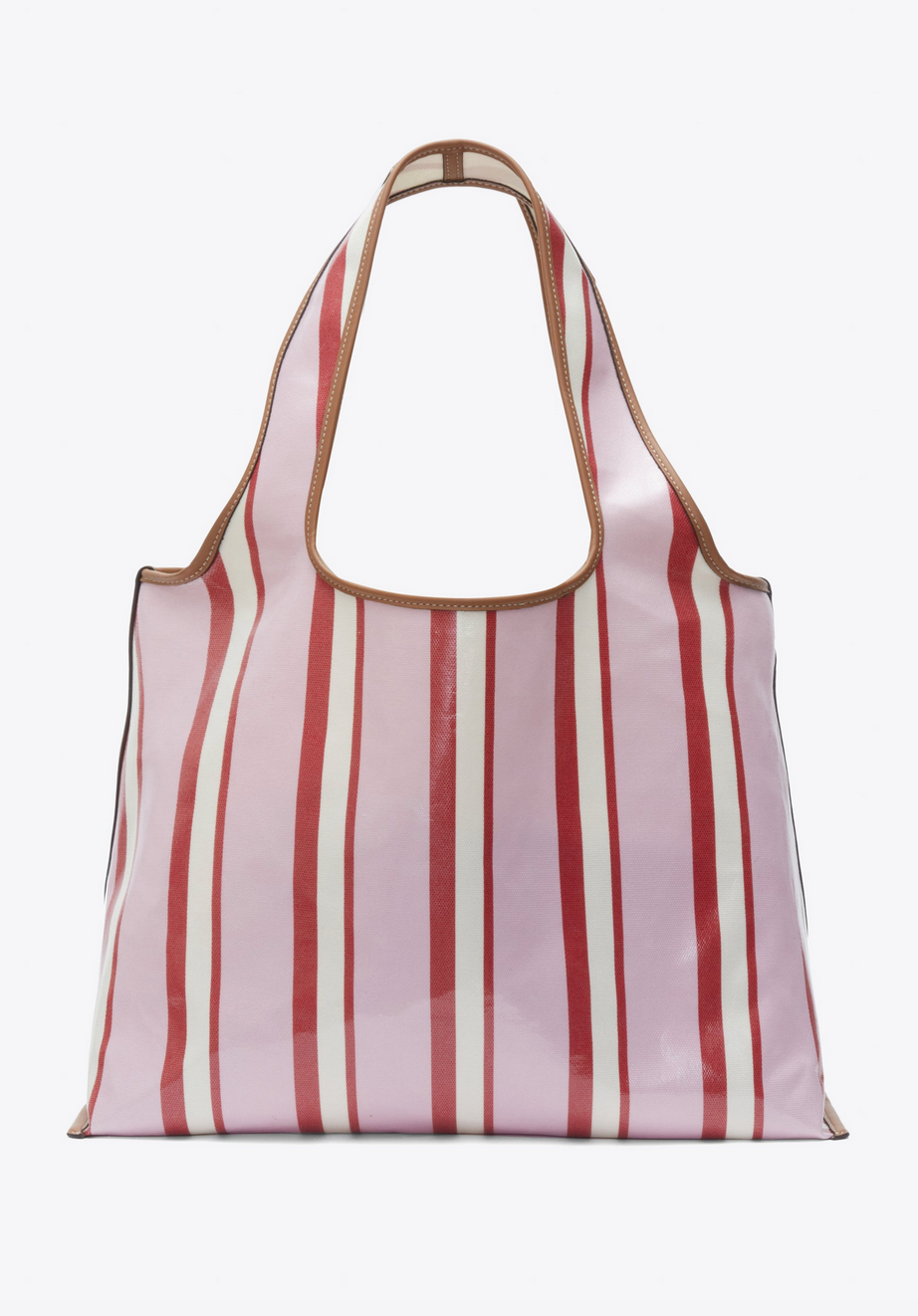 Dual stripe market tote blue pink multi