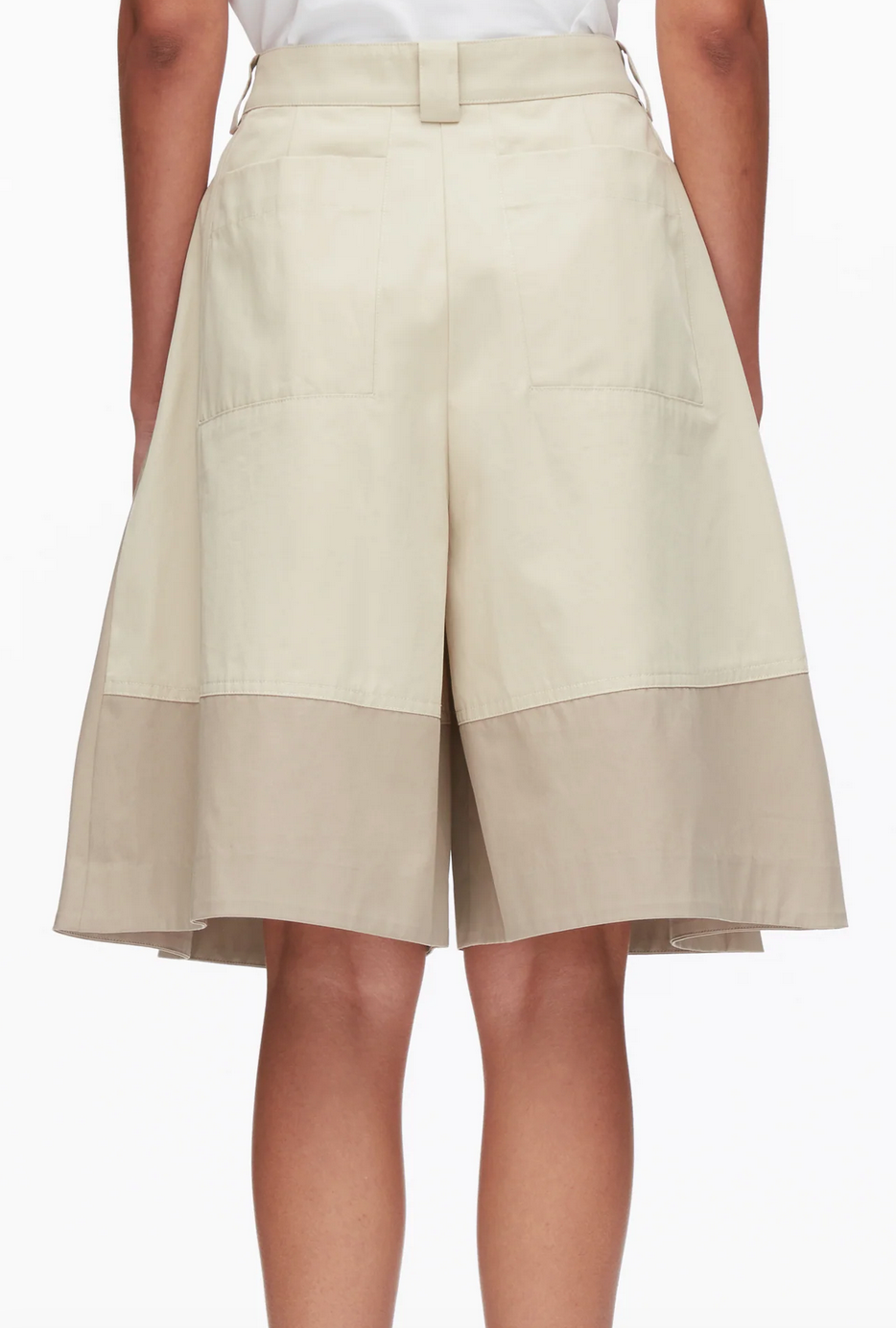 two-toned wide pleated shorts khaki birch