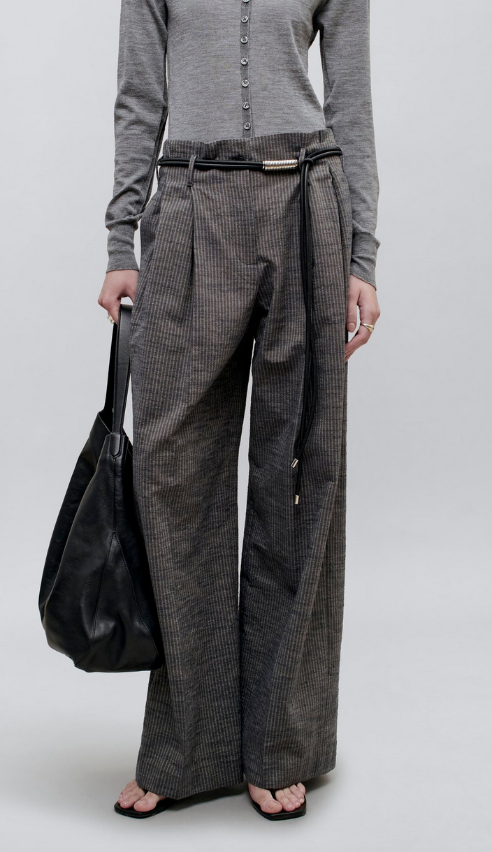 Percie trouser in railroad cotton lyocell French Blue