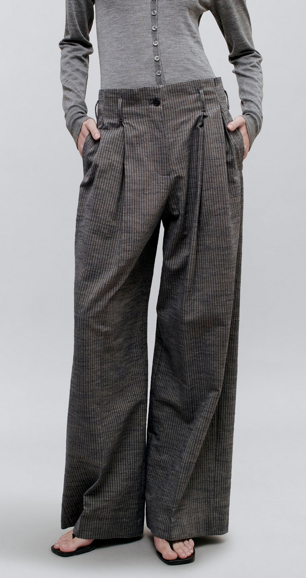 Percie trouser in railroad cotton lyocell French Blue