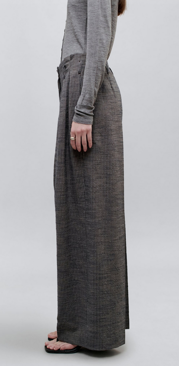 Percie trouser in railroad cotton lyocell French Blue