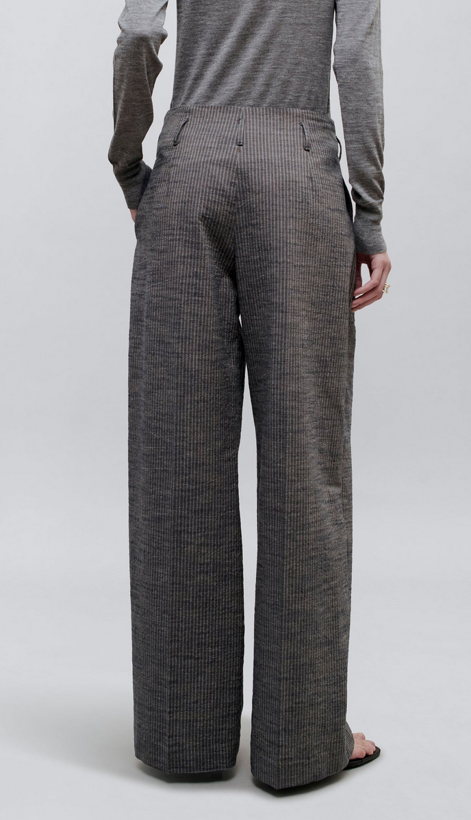 Percie trouser in railroad cotton lyocell French Blue
