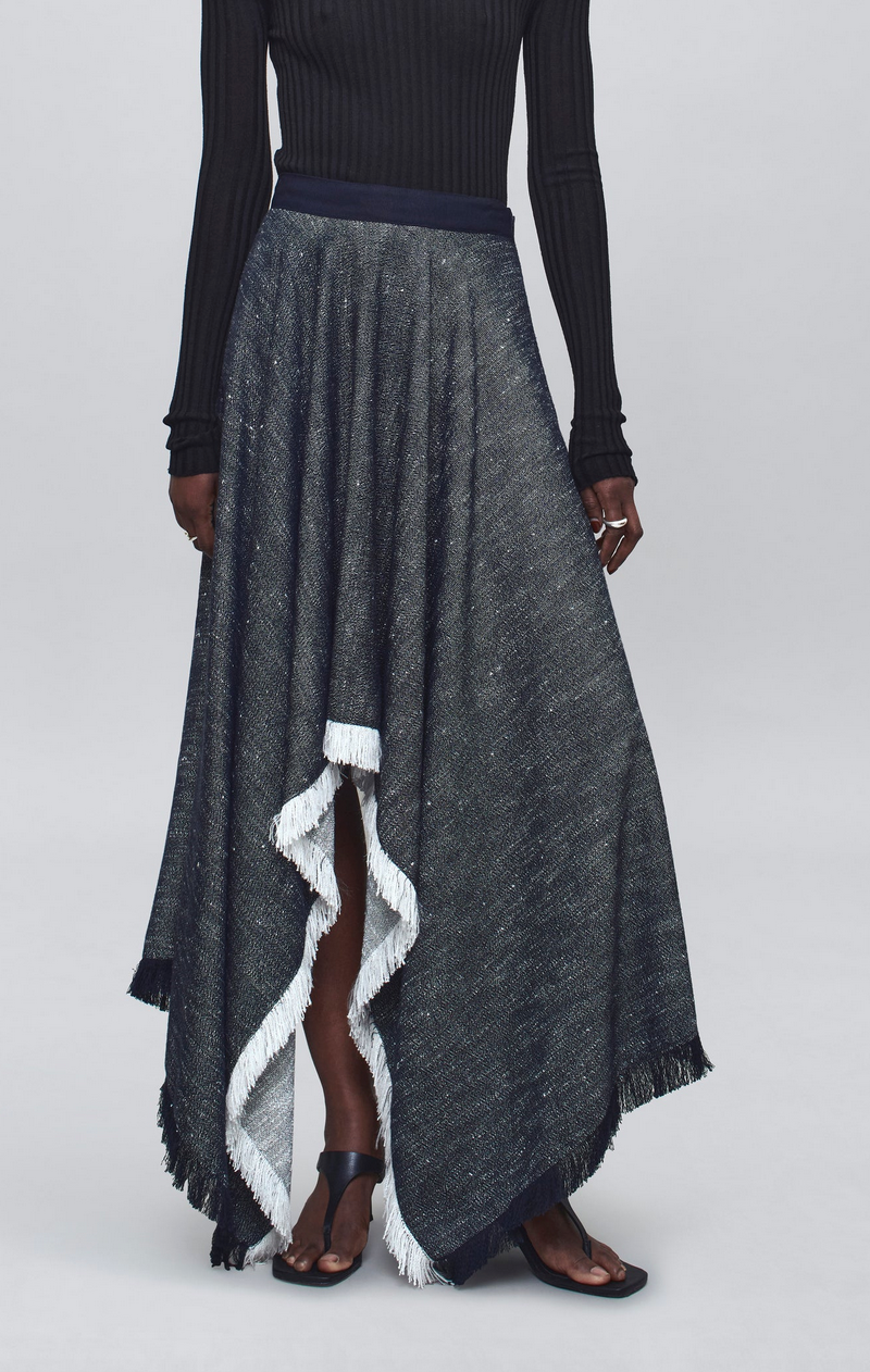 felicity cascade skirt in pepper tweed midnight