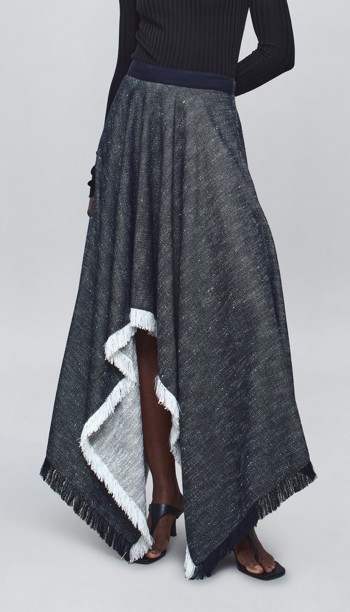 felicity cascade skirt in pepper tweed midnight