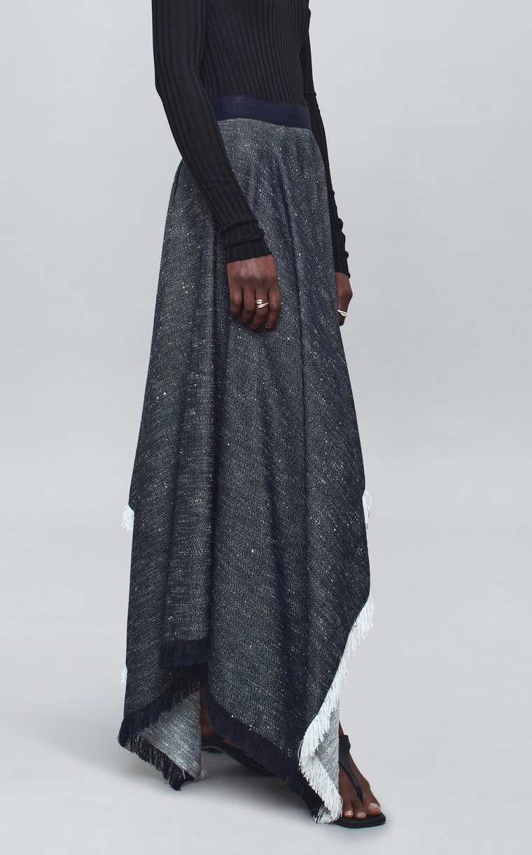 felicity cascade skirt in pepper tweed midnight