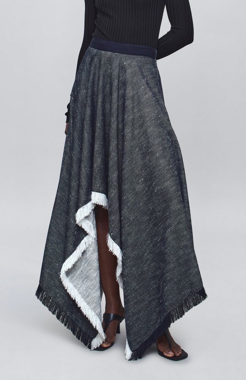 felicity cascade skirt in pepper tweed midnight