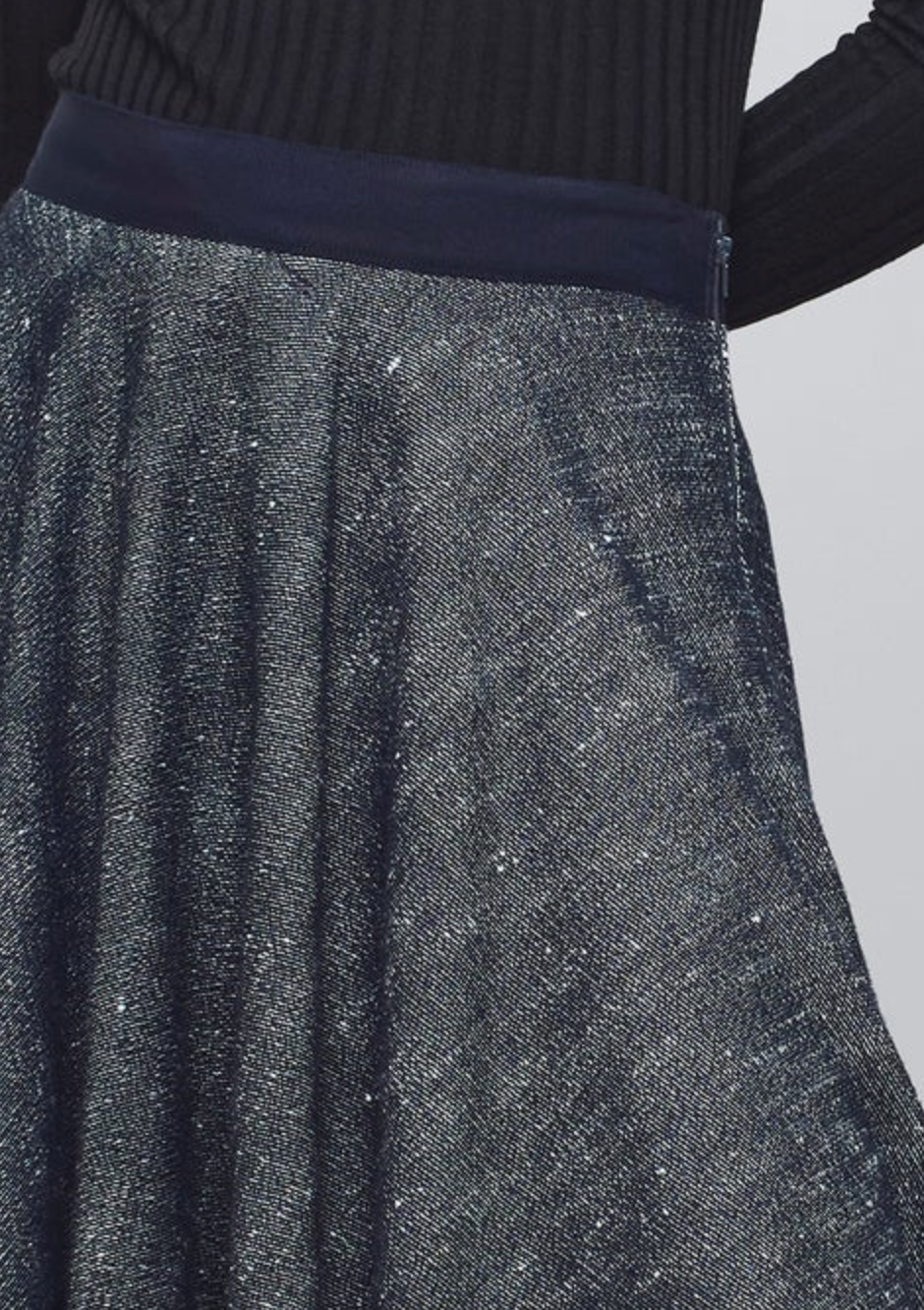 felicity cascade skirt in pepper tweed midnight