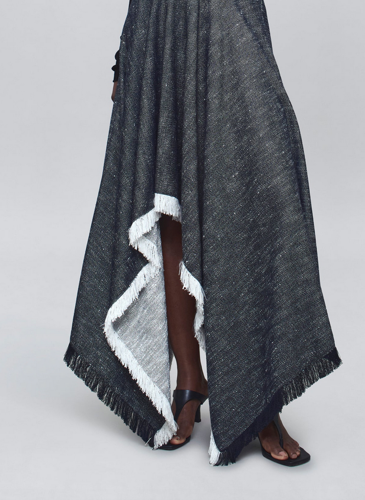 felicity cascade skirt in pepper tweed midnight