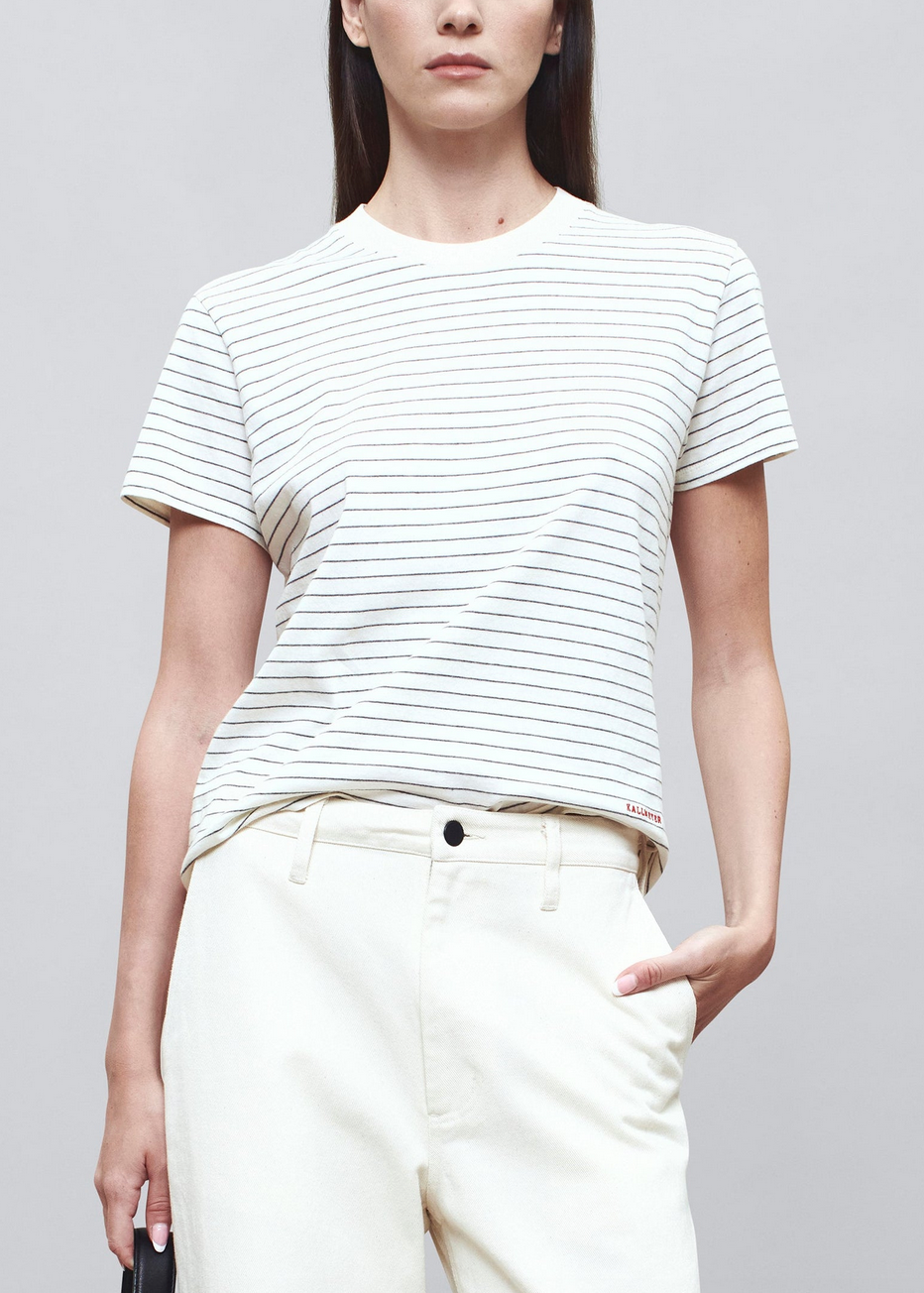 Kenzie t-shirt in ivory and heather multi stripe