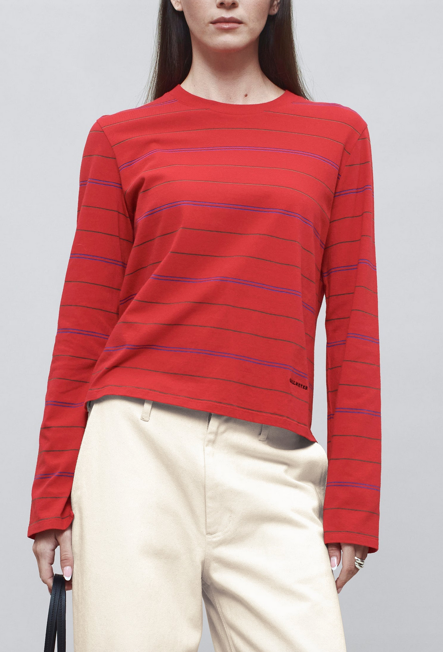 Wynn long sleeve in crimson multi stripe