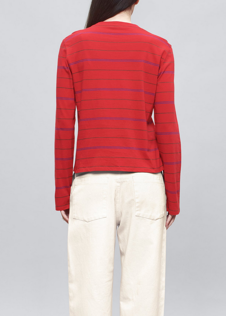 Wynn long sleeve in crimson multi stripe