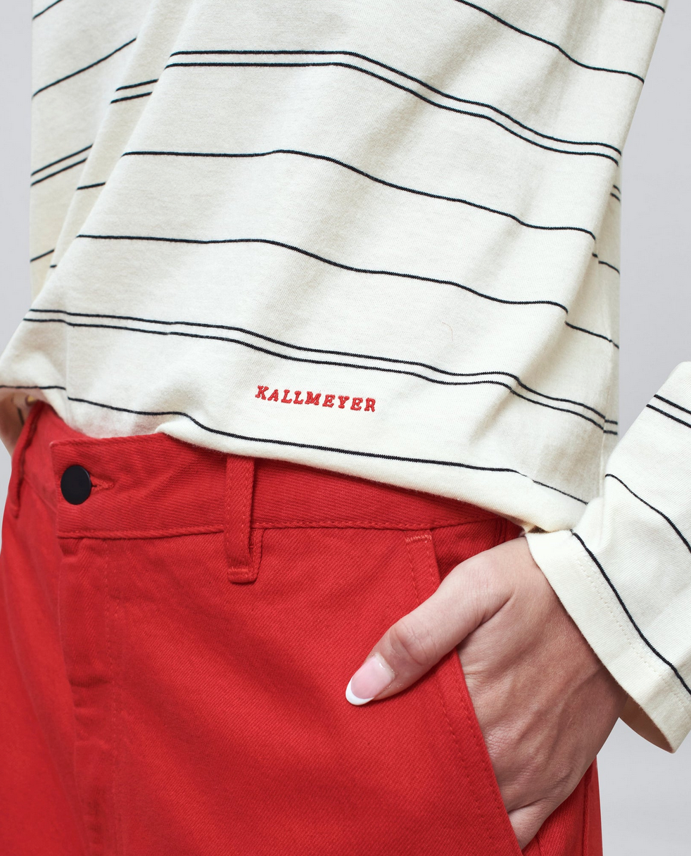 Wynn long sleeve in ivory and black multi stripe