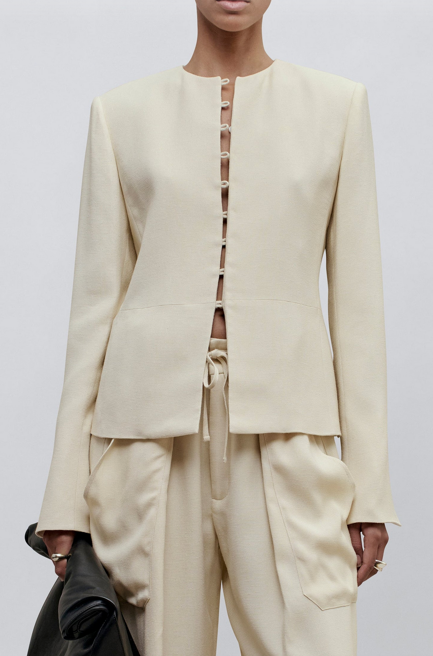 Tilda jacket in waffle weave blonde