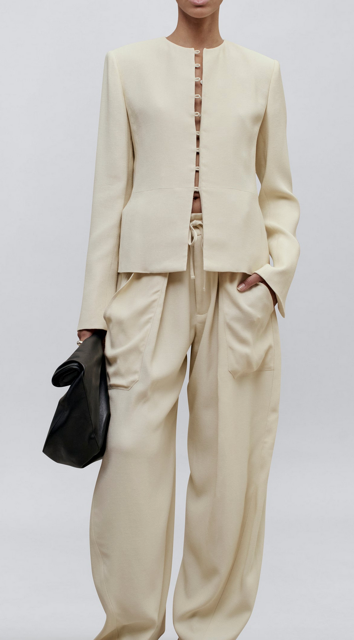 Tilda jacket in waffle weave blonde