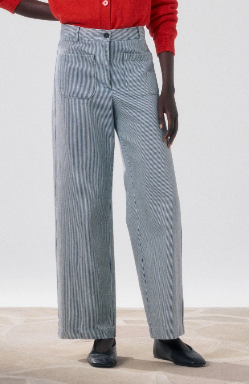 Poli striped pants white and blue