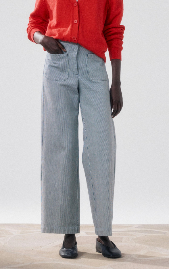 Poli striped pants white and blue
