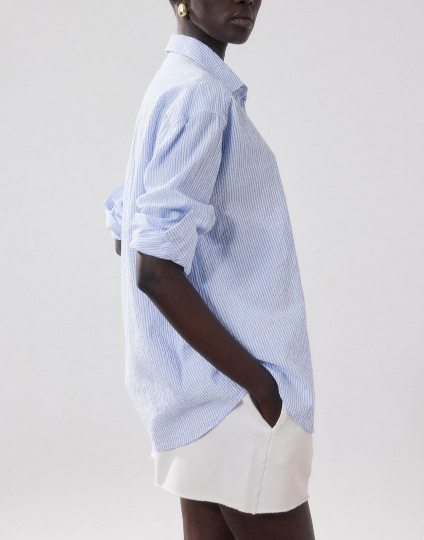 charlot shirt white and blue seersucker