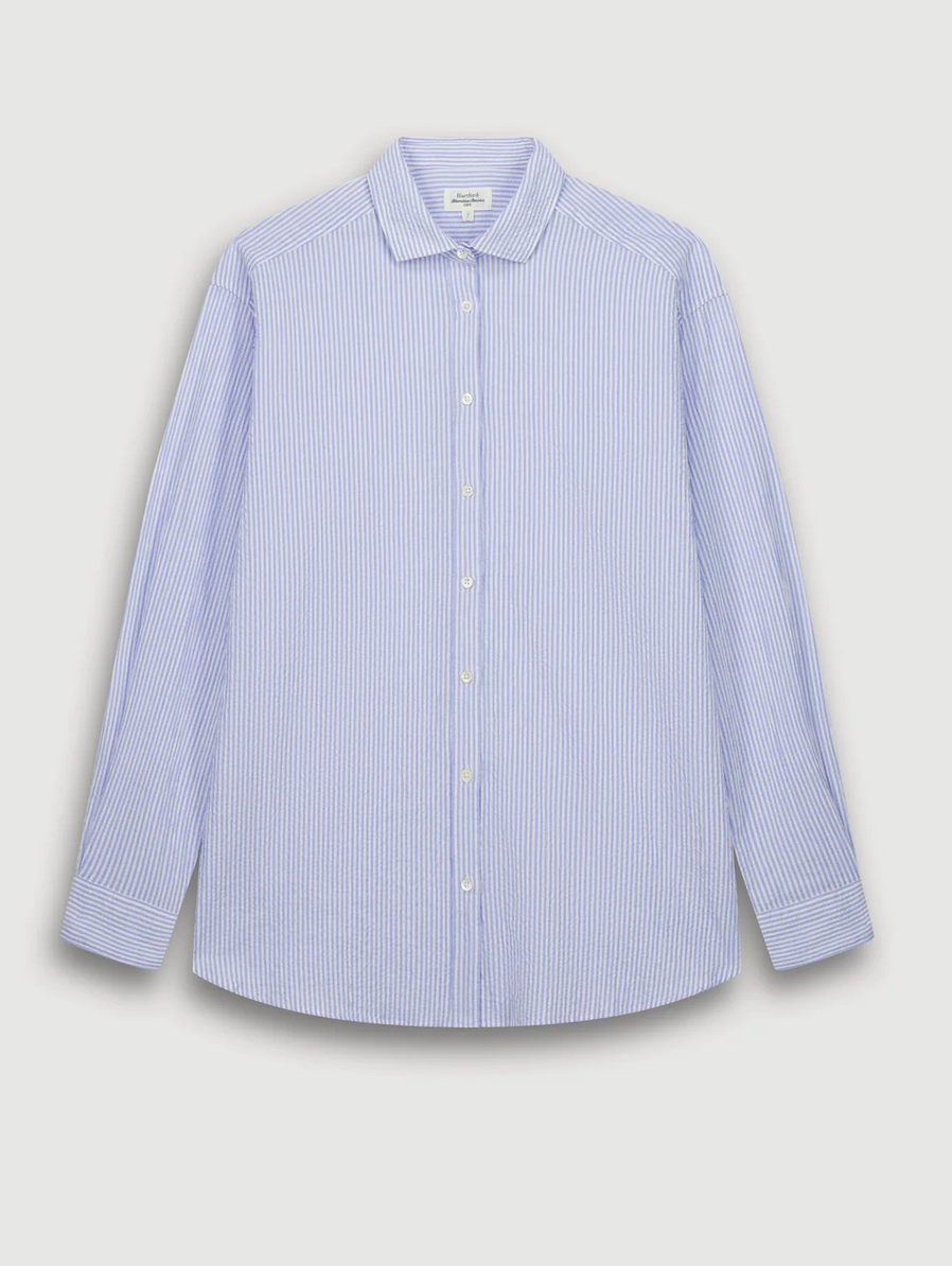 charlot shirt white and blue seersucker