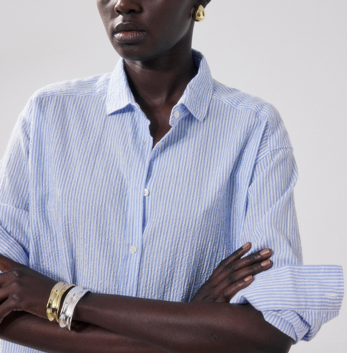 charlot shirt white and blue seersucker