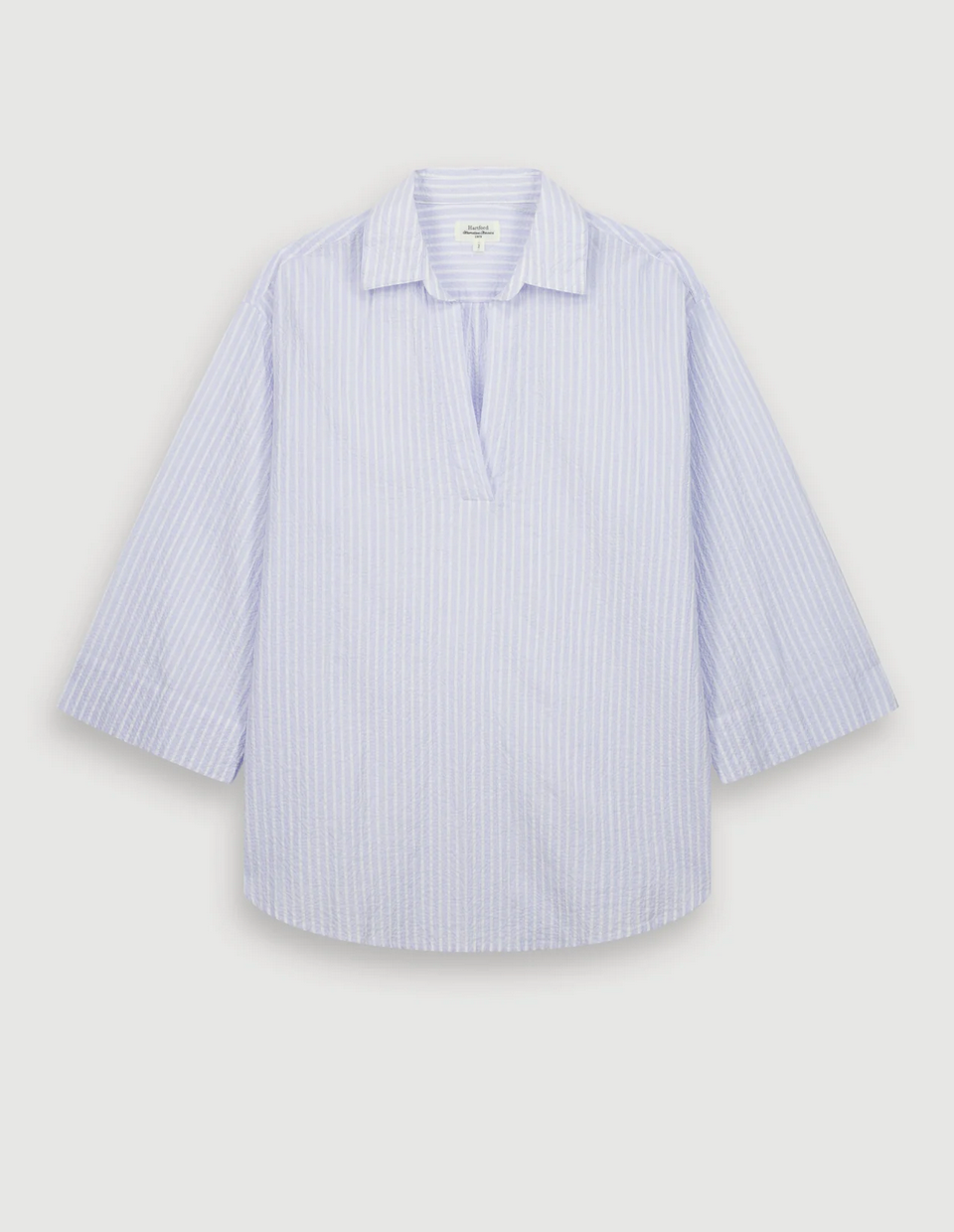 cola white and blue seersucker shirt