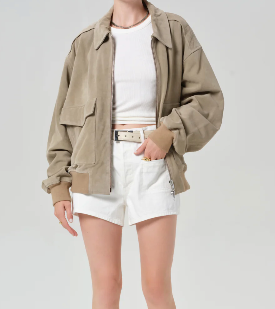 Vivienne suede jacket in deep olive