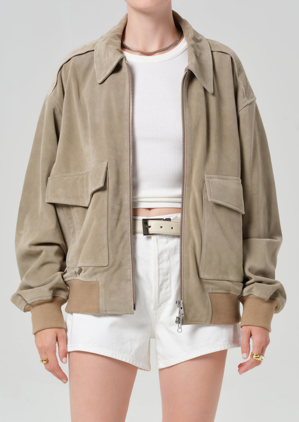 Vivienne suede jacket in deep olive