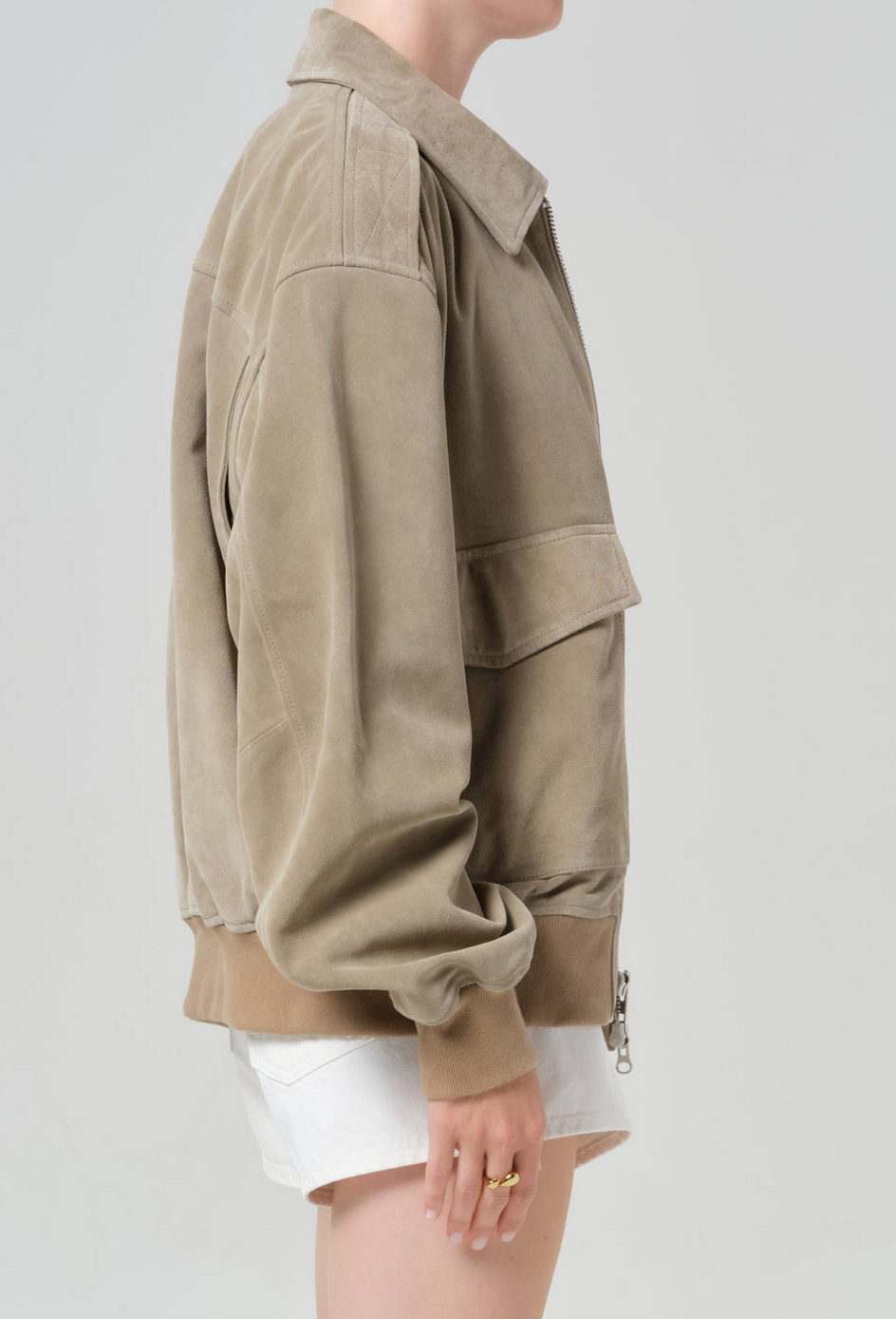 Vivienne suede jacket in deep olive