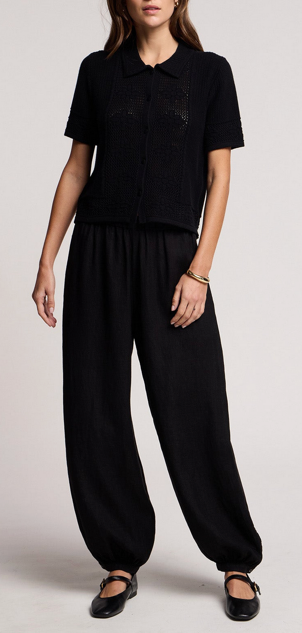 camber linen pant black