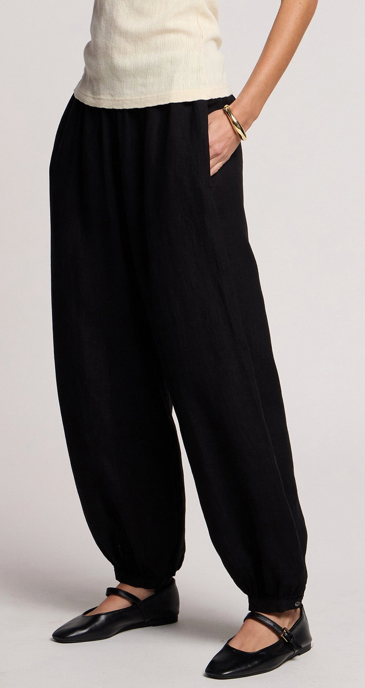 camber linen pant black