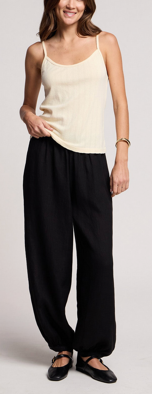 camber linen pant black