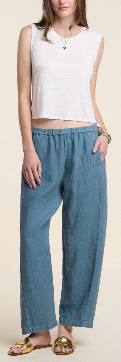 celine heavy linen pant hailstone