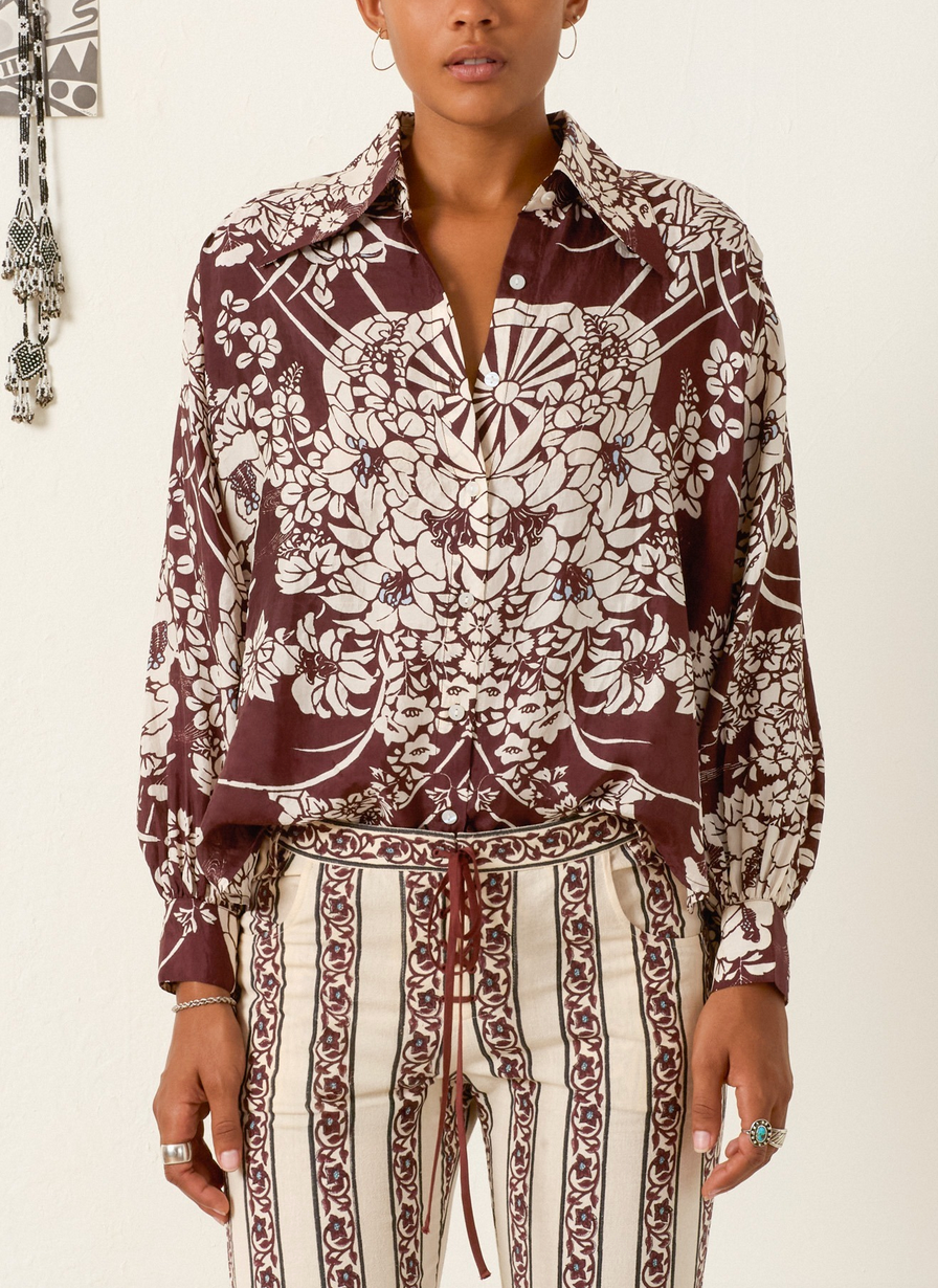 emery auburn spoke silk shirt