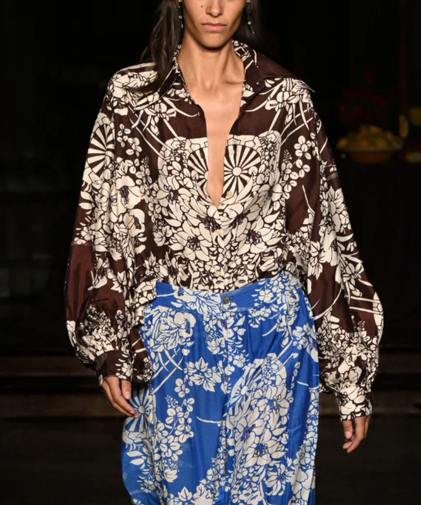 emery auburn spoke silk shirt